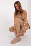 Casual Striped Sweater with Decorative Buttons