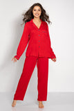 Elegant Long-Sleeve Women's Pajama Set with Pocket