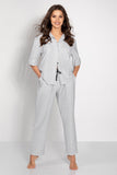 Elegant Women's Pajamas Set with Pockets and Decorative Collar