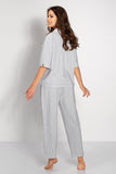 Elegant Women's Pajamas Set with Pockets and Decorative Collar