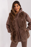 Elegant Polyester Fur Vest with Slip Pockets