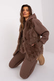 Elegant Polyester Fur Vest with Slip Pockets