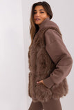Elegant Polyester Fur Vest with Slip Pockets