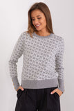 Distinctive Print Long Sleeve Sweater with Button Cuffs