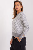 Distinctive Print Long Sleeve Sweater with Button Cuffs