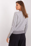 Distinctive Print Long Sleeve Sweater with Button Cuffs