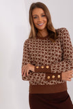 Distinctive Print Long Sleeve Sweater with Button Cuffs