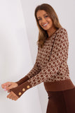 Distinctive Print Long Sleeve Sweater with Button Cuffs