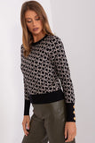 Distinctive Print Long Sleeve Sweater with Button Cuffs