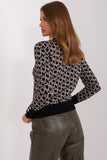 Distinctive Print Long Sleeve Sweater with Button Cuffs