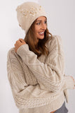 Cozy Knit Winter Hat with Side Applique for Women