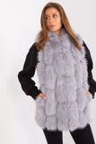 Elegant Hooded Fur Vest with Pockets for Added Warmth