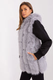 Elegant Hooded Fur Vest with Pockets for Added Warmth