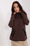 Geometric Pattern Women's Sweater with Zippered Pockets