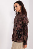 Geometric Pattern Women's Sweater with Zippered Pockets