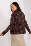 Geometric Pattern Women's Sweater with Zippered Pockets