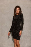 Glamorous Sequin Mini Dress with Long Sleeves and Balloon Cut