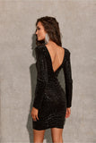 Glamorous Sequin Mini Dress with Long Sleeves and Balloon Cut