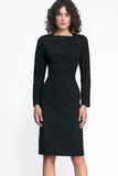 Elegant Black Pleated Dress for Office Wear