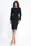 Elegant Black Pleated Dress for Office Wear