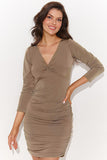 Elegant Long Sleeve Heart Neckline Short Dress