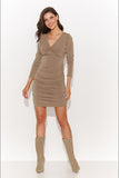 Elegant Long Sleeve Heart Neckline Short Dress
