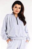 Cozy High-Collar Sweatshirt with Zipper and Pockets