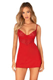 Seductive Red Lace Chemise with Matching Thong Set