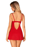 Seductive Red Lace Chemise with Matching Thong Set