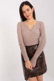 Elegant Striped Women's Blouse with Heart-Shaped Neckline