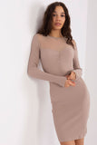 Chic Everyday Dress with Pleated Neckline and Long Sleeves