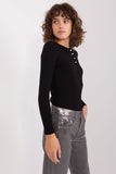Elegant Striped Blouse with Zircon Button Detail and Comfort