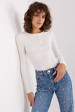 Elegant Striped Blouse with Zircon Button Detail
