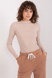 Fitted Cotton Long Sleeve Turtleneck Blouse