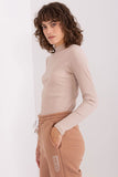 Fitted Cotton Long Sleeve Turtleneck Blouse