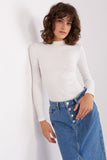 Chic Fitted Cotton Blouse with Long Sleeves & Turtleneck