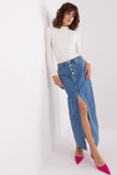 Chic Fitted Cotton Blouse with Long Sleeves & Turtleneck