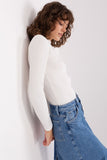 Chic Fitted Cotton Blouse with Long Sleeves & Turtleneck
