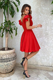 Flared Ruffle Sleeve Dress with Elegant Waist Cut