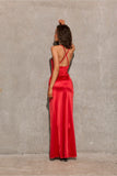 Elegant Open Back Maxi Dress with Side Cutout Detail
