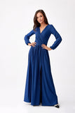 Elegant Brocade Maxi Dress with Back Cutout and Belt