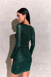 Chic Sequin Envelope Cut Mini Dress with Waist Belt