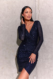 Captivating Sequin Mini Dress with Overlap Neckline