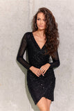 Captivating Sequin Envelope Cut Mini Dress