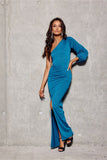 Glittering Asymmetrical One-Shoulder Maxi Dress