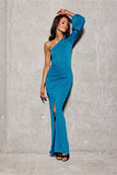 Glittering Asymmetrical One-Shoulder Maxi Dress