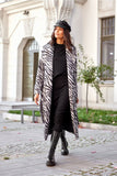 Elegant Long Straight Women's Coat with Decorative Belts