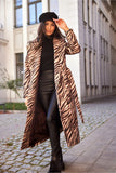 Elegant Long Straight Women's Coat with Decorative Belts