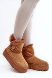 Chic Eco-Suede Ankle Snow Boots with Fur & Button Detail