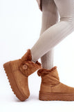 Chic Eco-Suede Ankle Snow Boots with Fur & Button Detail